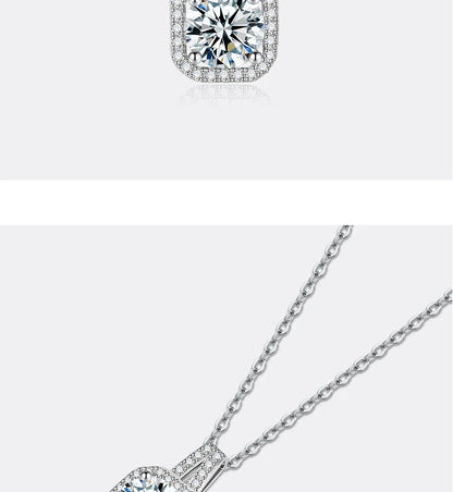 1-2CT Moissanite Necklace for Women S925 Silver Square Design Laboratory Diamond Pendant Luxurious Wedding Jewelry
