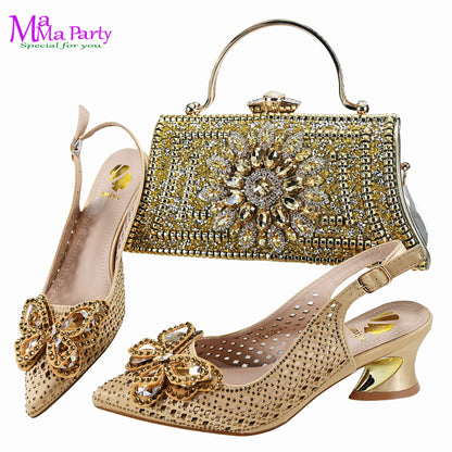 2025 High Quality Winter New Arrivals Specials Design Italian Shoes and Bag Set in Wine Color Low Heels Comfortable For Wedding