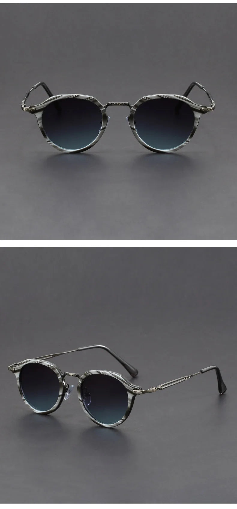 Retro Geometric Round Frame Simple Design UV Protection Men Women Polarized Sunglasses Customizable Prescription 1061