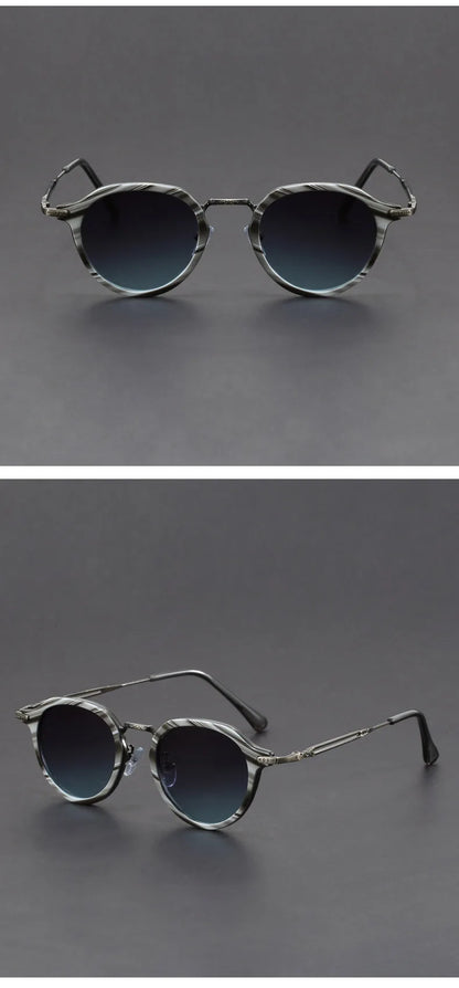 Retro Geometric Round Frame Simple Design UV Protection Men Women Polarized Sunglasses Customizable Prescription 1061
