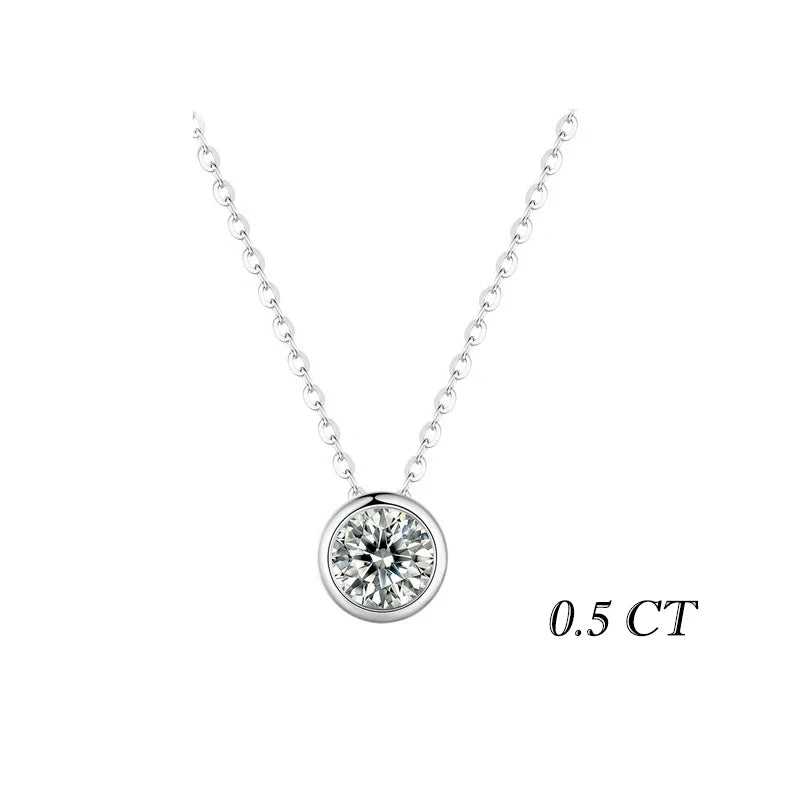 1CT Bezel Moissanite Pendant Necklace D color VVS1 Lab Diamond for Women 925 Sterling Silver Wedding Minimalist Jewelry