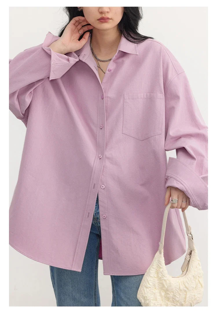 Korean Women's Long-sleeved Shirt Loose Woman Tops Fashion Woman Blouse Office Lady Coat 2025 Spring Autumn Clothing