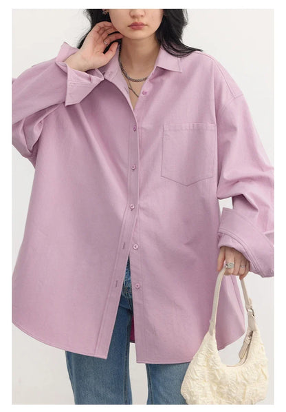 Korean Women's Long-sleeved Shirt Loose Woman Tops Fashion Woman Blouse Office Lady Coat 2025 Spring Autumn Clothing