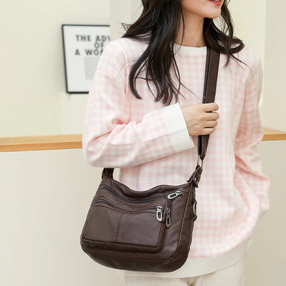 Women Bag 2023 New Fashion Middle-aged Handbag Multi-pocket Practical Messenger Vintage Shoulder Bag Hobos Trend Crossbody Pack
