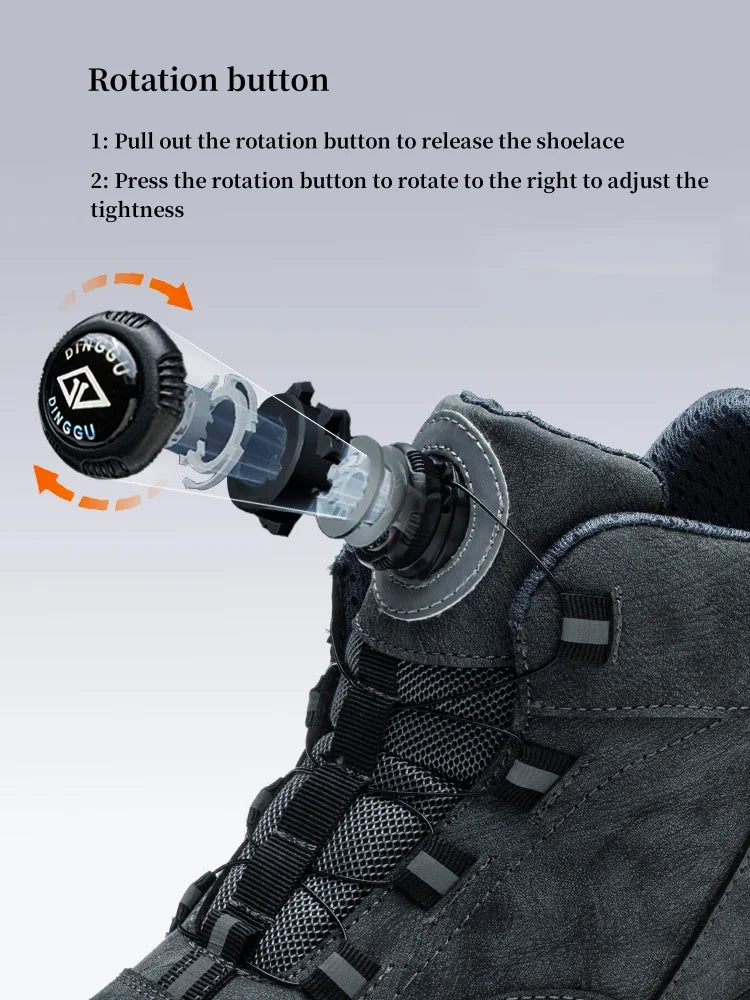 Work Shoes Men Anti-smashing Anti-puncture Safety Shoes Rotating Buttons Autumn Winter Protective Work Safety Boots