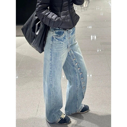 Women Blue Y2k Baggy Wide Jeans Grunge Jean Pants Vintage Harajuku Oversize Boyfriend Denim Trousers Alternative Clothes