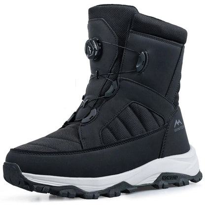 Winter Men's Rotating Button Snow Boots Thick Plush Cotton Boots Keep Warm Winter Boots Non-slip Mid-calf Boots Outdoors Shoes