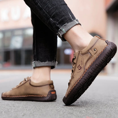New Large-Sized 100% Cowhide Men's Boots Fashionable Casual Thick-Soled Breathable Men's Leather Shoes Outdoor Sports Chelsea
