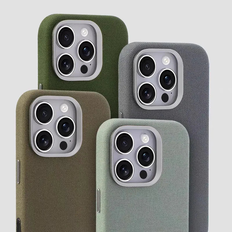 For MagSafe Nylon Canvas Phone Case For iPhone 13 14 15 16 Pro Max Plus Luxury Weave Texture Military Shockproof Magnetic Cover