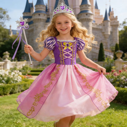 Girls Costume Children Cosplay Princess Dress Kids Halloween Birthday Pageant Party Rapunzel Dress Girl Carnival Tangled Clothes