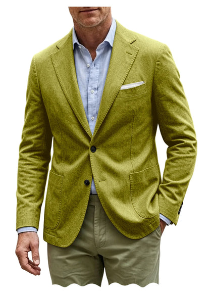 Men's Cotton Blazer Notch Lapel 2 Button Slim Fit Suit Jacket Lightweight Breathable Business Casual Daily Sport Coat for Spring