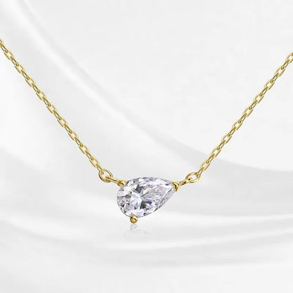 1-4CT Pear Cut Moissanite Pendant Necklace for Women Girls 3 Designs Lab Diamond Wedding Silver 925 Chains Fine Jewelry