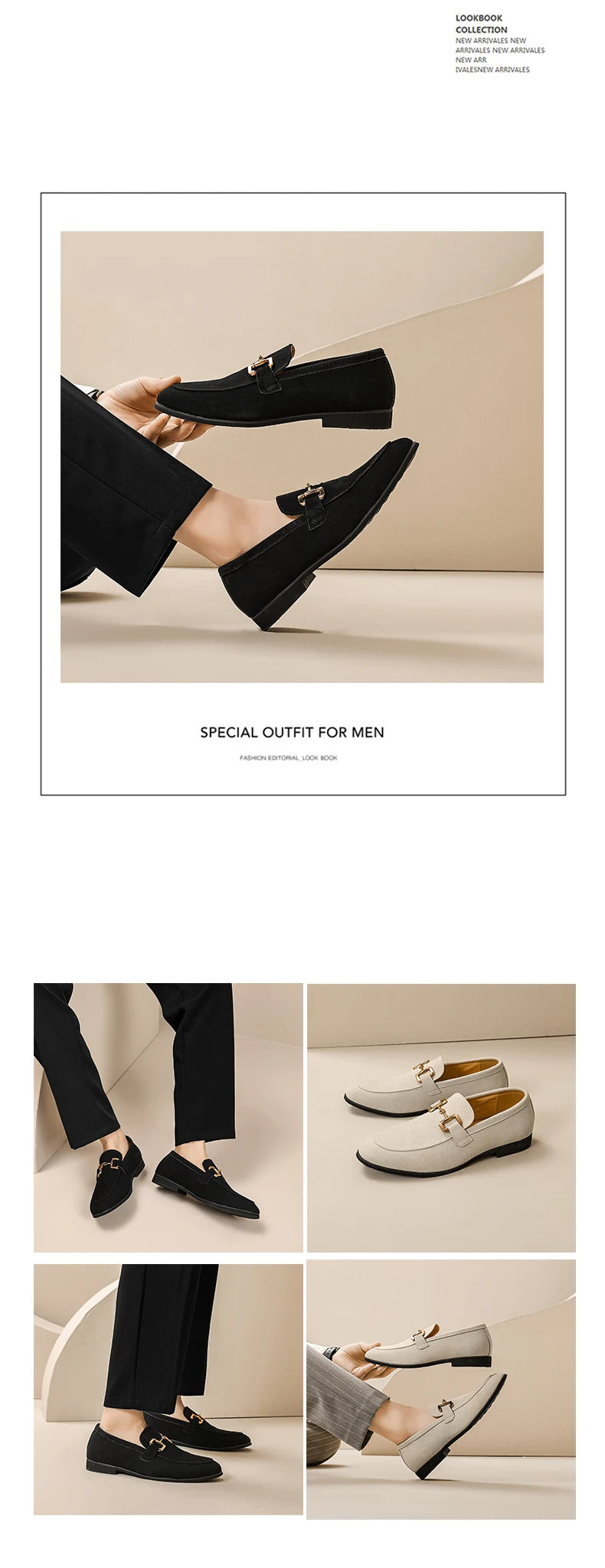 Fashion Brand Men Suede Leather Shoes Black Beige Horsebit Loafers Slip on Formal Mens Dress Shoes Wedding Office Casual Shoes