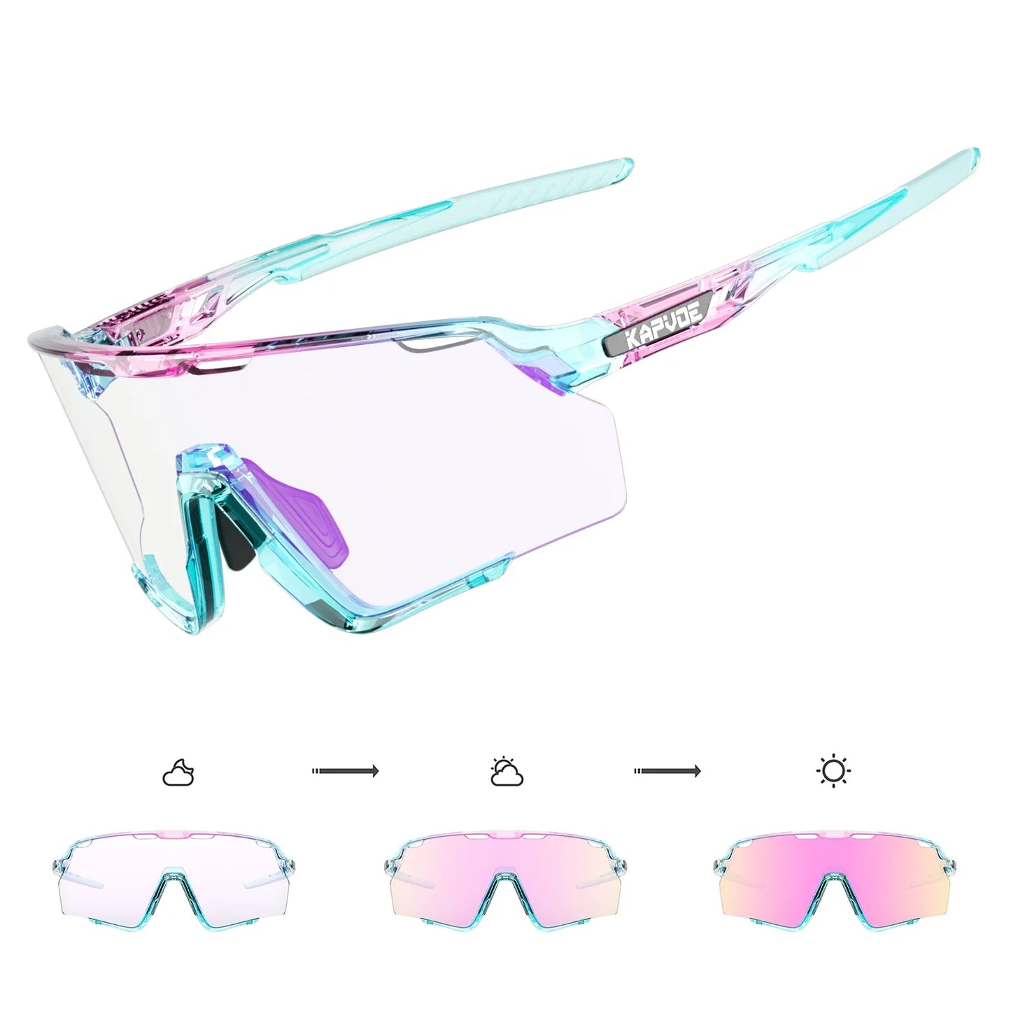 Photochromic Cycling Glasses Silver Lens Sunglasses Multi Color Men Women Bike Outdoor Eyewear Riding Driving Running