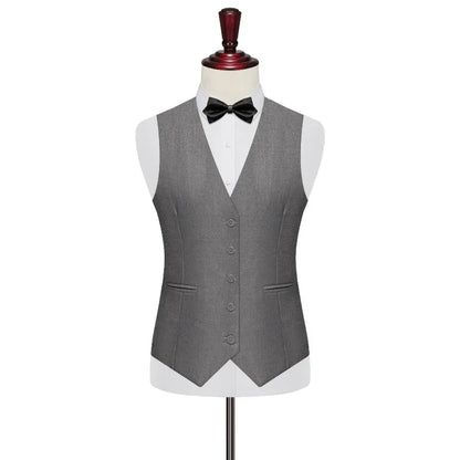 Men 2-piece Set British Style Single-breasted V-neck Vest Man Straight-leg Pant Male Slim Wedding Office Casual Outfit