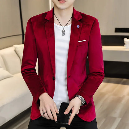 2026 New Stylish Red Mens Slim Fit Casual Blazers Green or Black Optioned Business Leisure Blue Suit Jacket, Asian Size M-4XL