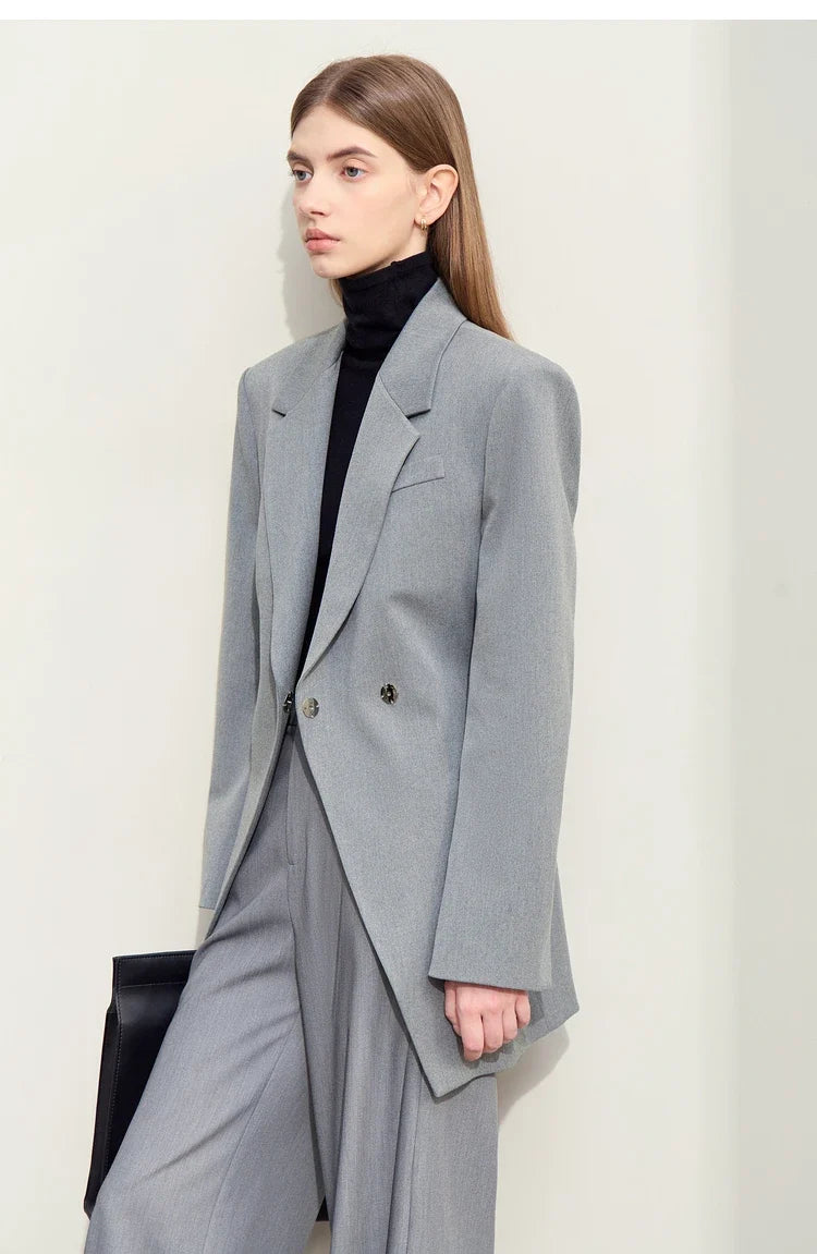 Fall Clothes 2024 Women Blazers Vintage Coat Autumn Western Long Jacket Solid Slim-fit Office Lady Basics Blazer 12443153