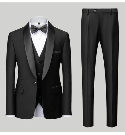 M-6XL Men's Casual Business Have Smoking Suit High End Brand Boutique Fashion Blazer Vest Pants Groom Wedding Dress Party Suit