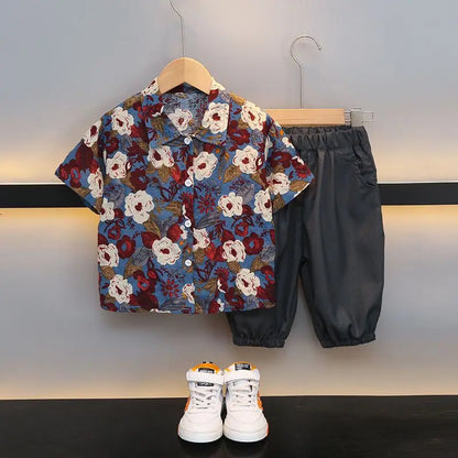 Floral Shirt Summer Suit for Boy 2025 Kids Clothes Children 4 Years Clothing Sets Shorts Boys' Set Child Outfit Outdoor T-shirts