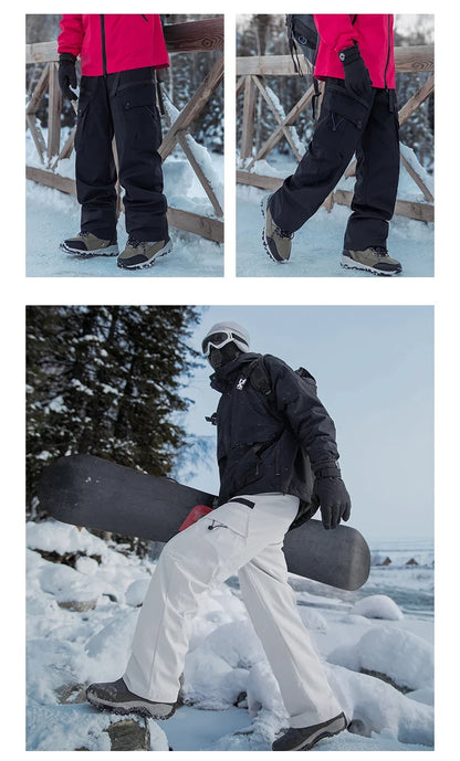 Winter Three-Tn-One Down Hiking Pants Men Windproof Waterproof Antifouling 90 White Duck Down Removable Liner Outdoor Sport Pant