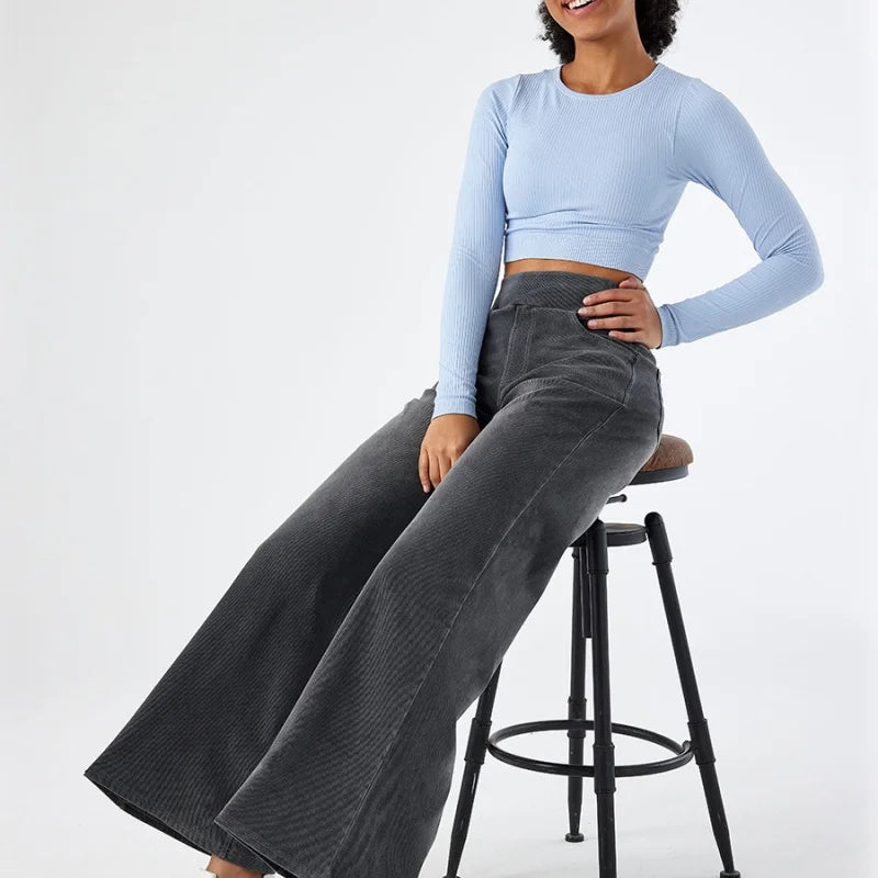Women's New Large Size Denim Wide-Legged Trousers American High-Waisted Thin Straight Loose Casual Trousers Casual Jeans