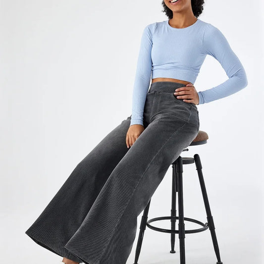 Women's New Large Size Denim Wide-Legged Trousers American High-Waisted Thin Straight Loose Casual Trousers Casual Jeans