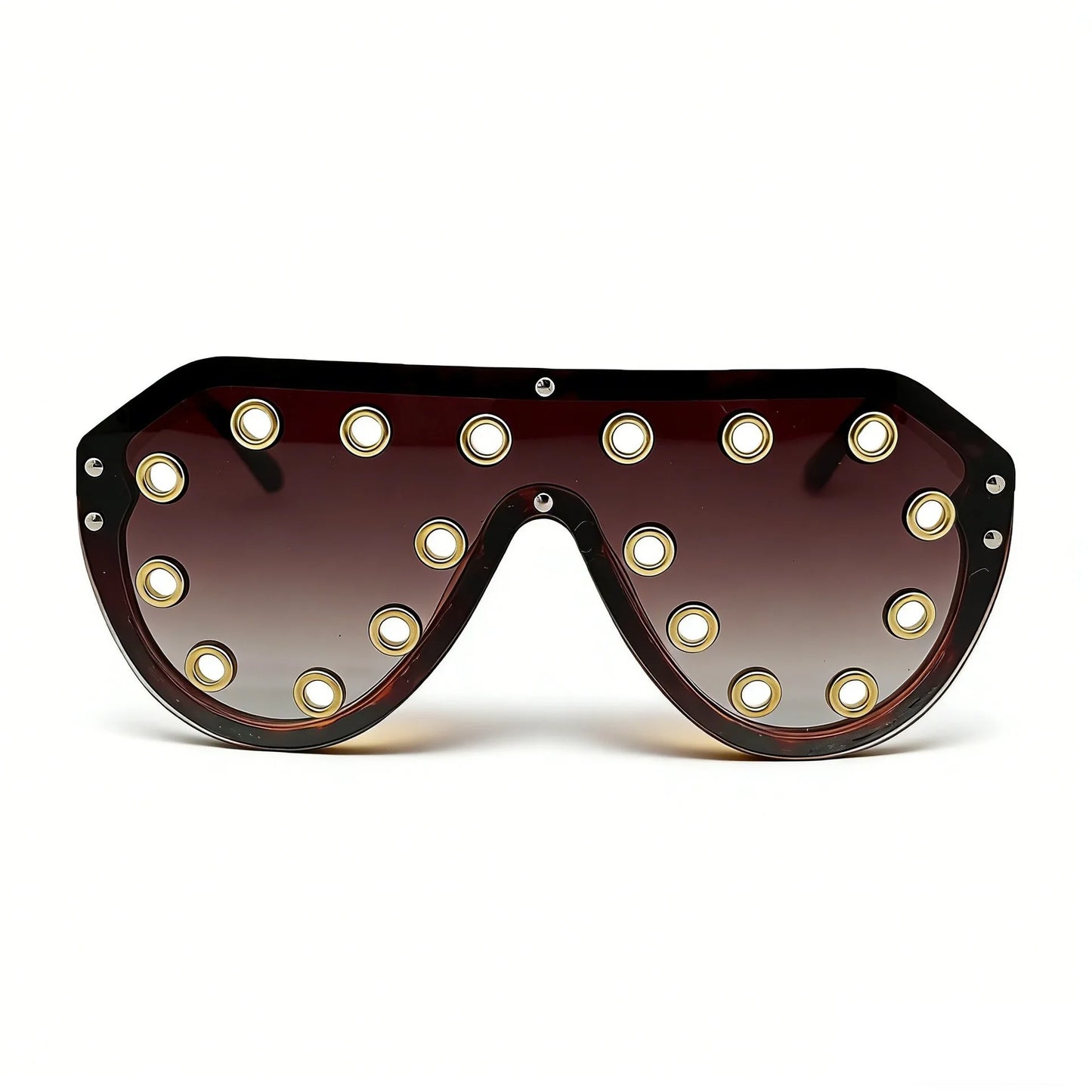 Trendy y2k Oversized One-piece Sunglasses Women Luxury Metal Rivet Party Cool Big Frame Shades UV400 Beach Club Streetwear