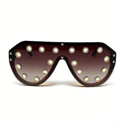 Trendy y2k Oversized One-piece Sunglasses Women Luxury Metal Rivet Party Cool Big Frame Shades UV400 Beach Club Streetwear