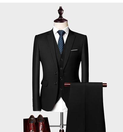 Men's Business Casual Suit for Weddings, Genuine Blazer, Vest and Pants, Big & Tall,Slim Fit Waistcoat, Dress Trousers, US Size