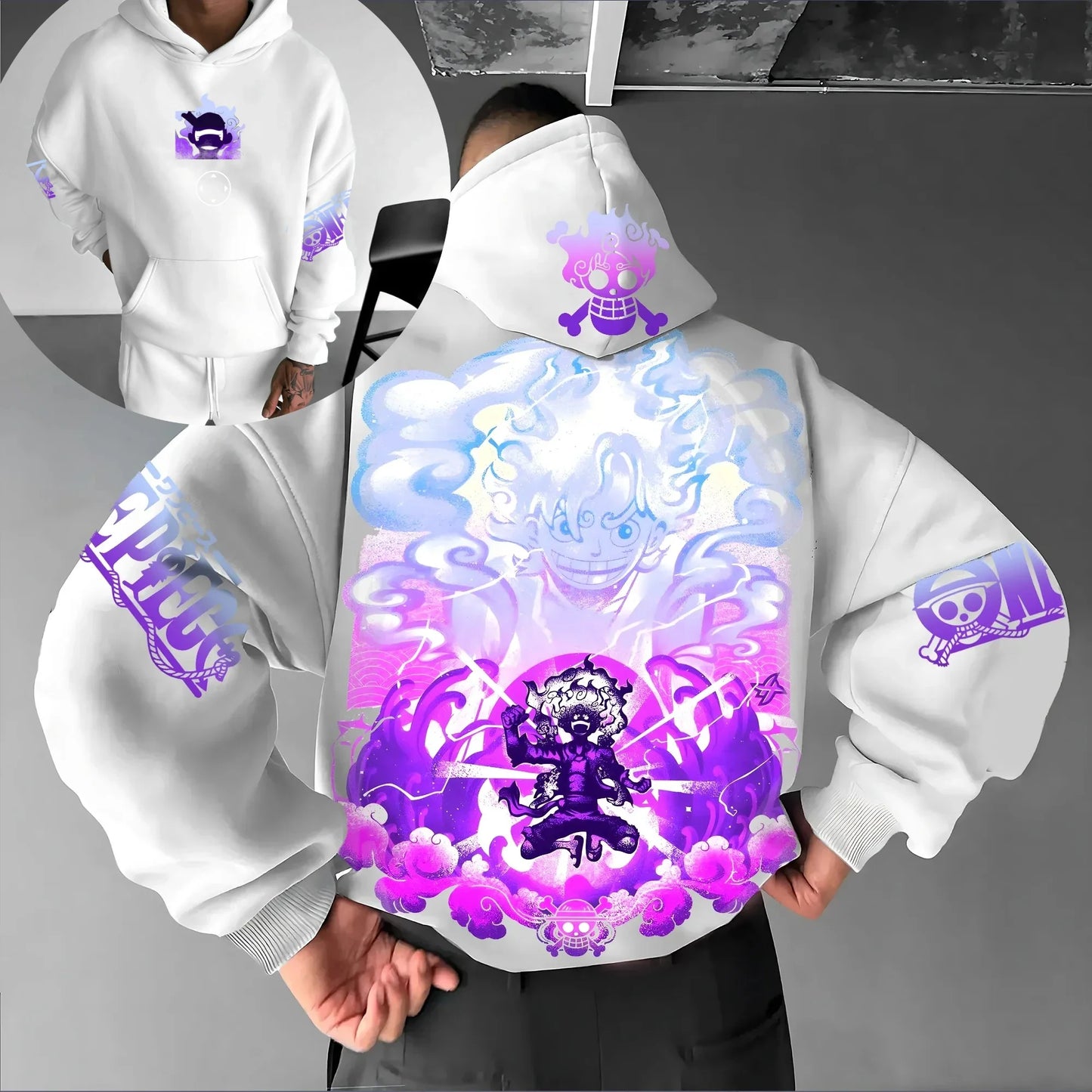 ONE PIECE Hot Blood Anime Print Men's and Women's Summer Fashion Street Casual Loose T-Shirt, Hoodie, Shorts and Sweatpants Top