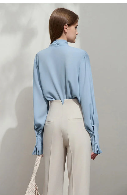 Minimalist Women's Premium Chiffon Blouse 2025 Autumn New Elegant French Luxury Commuter Basic Loose Shirt Tops 12541048