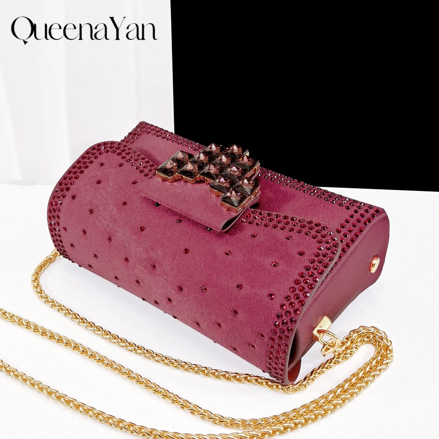 2026 New Elegant Coffee Color Pointed-Toe Italian Women's High-Heeled Shoe and Bag Set with Diamond Design for Parties