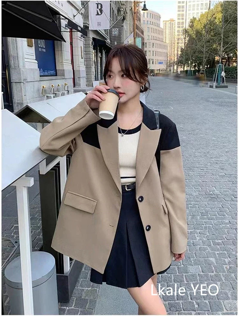 Women's Blazer Jacket 2025 Spring Autumn Korean Temperament Casual Ladies Outerwear Versatile Fashion Female Suit Coat
