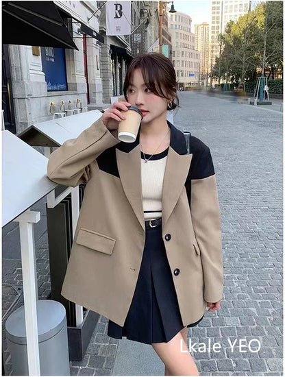 Women's Blazer Jacket 2025 Spring Autumn Korean Temperament Casual Ladies Outerwear Versatile Fashion Female Suit Coat