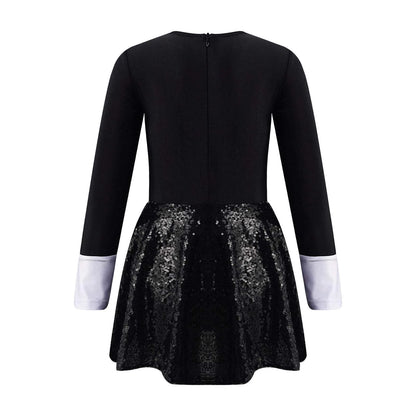 Kids Girls Sequins Ballet Dance Dress Shiny Modern Latin Jazz Dance Stage Performance Leotard Costume Dancewear