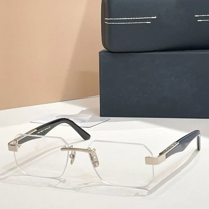 Designer Handmade Square Rimless Sunglasses THE TAIGE Gradient Alloy Acetate High Quality UV400 Women Germany Trendy with Case