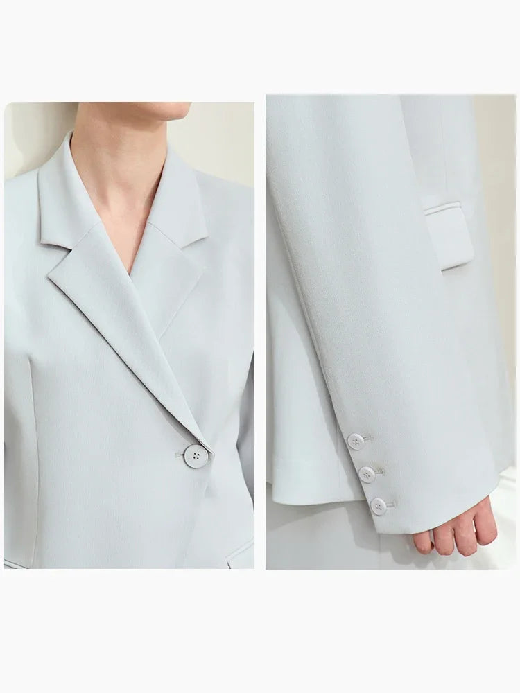 Minimalism 2024 Autumn New Blazers Women Notched Basic Quality Fashion Long Professional Jacket Women's Clothing 12443051