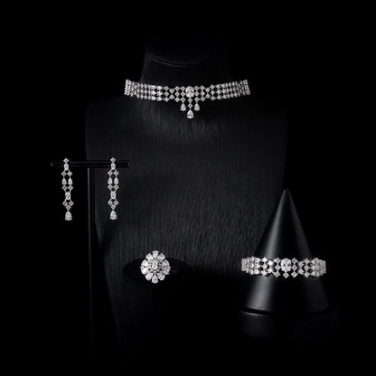 Choker Necklace Sets for Women Cubic Zirconia Bridal Jewellery Set Dubai Saudi Party Engagement Accessory