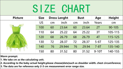 Girls Fairy Dress Up Kids Princess Green Flower Fairy Dress With Wings Princess Costume Party Tinkerbell Tinker Bell Dresses