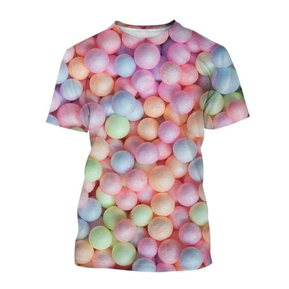 Summer Funny T-Shirts Lollipop Candy 3D Print Streetwear Men Women Casual Oversized Short Sleeve T Shirt Male Tees Tops Clothing