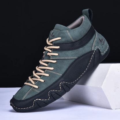 New Autumn 2024 Handmade Leather Men Boots Design Sneakers Man Breathable Casual Leather Shoes Men Ankle Boots Outdoor Fashion