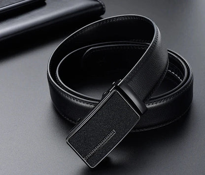 2026 New Cow Genuine Leather Men's Belt Cowhide Strap for Male Automatic Buckle Belts for Men Black Buckle Belts