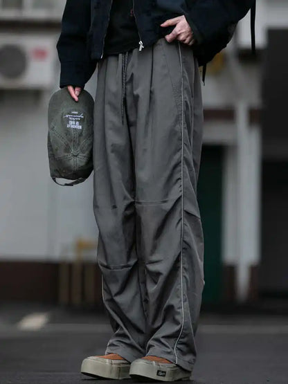 Korean Streetwear Waterproof Outdoor Utility Cargo Pants For Men Quick Dry Adjustable Hem Oversized Sport Casual Pants Trendy