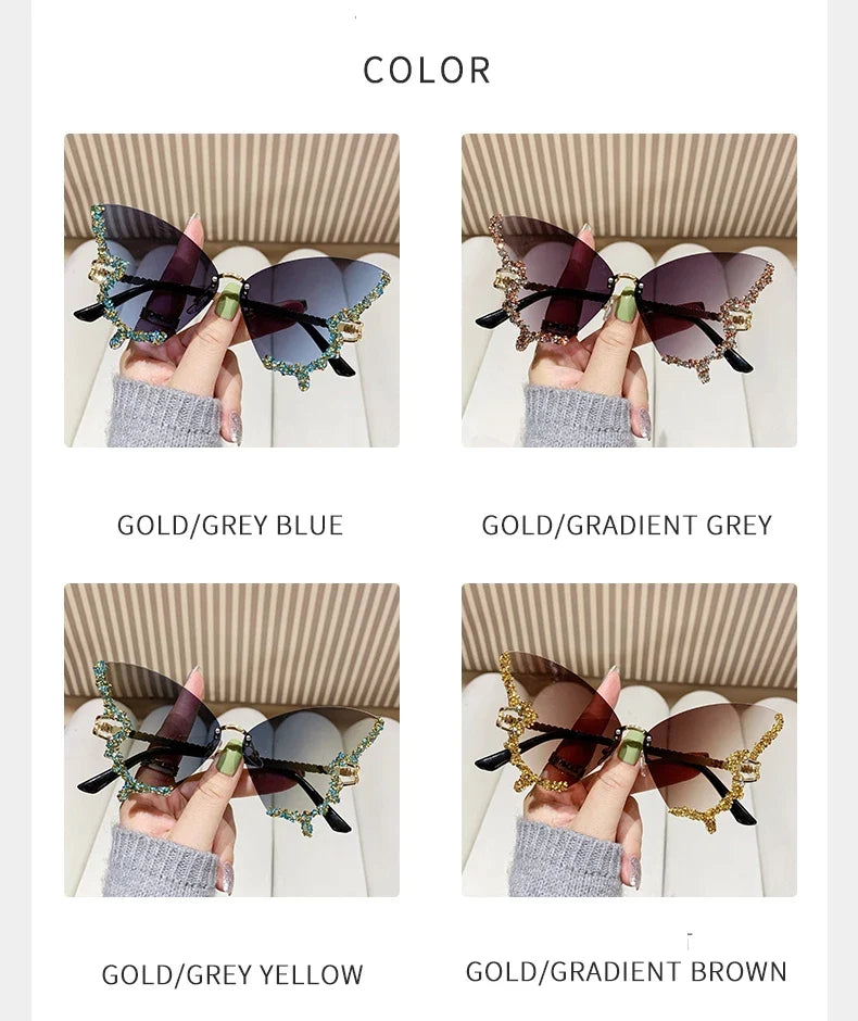 Cycling New Y2K Style Women Fashion Sunglasses Oversize Butterfly Shape Diamond Edge Design Sun Glasses Street Party Glasses