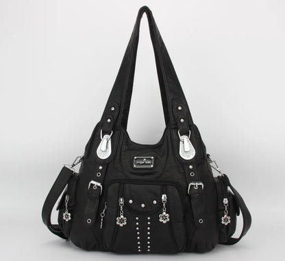 Women's Fashion Shoulder Bag PU Leather Handbag Large Capacity Satchel Vintage Female Shoulder Bag Phone Pouch