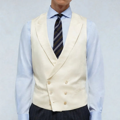 Men Vest Pink Double Breasted With Lapel Solid Waistcoat For Wedding Banquet Business Work Office Casual Daily Men Suit Vest