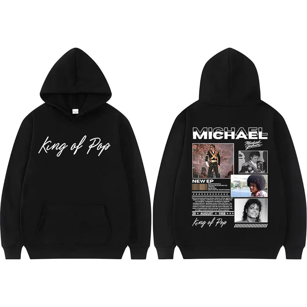 King of Pop Michael Jackson Bad Era Hoodies Men's Clothes Fashion Hip Hop Punk Sweatshirt Long Sleeve Oversized Hoodie Pullovers