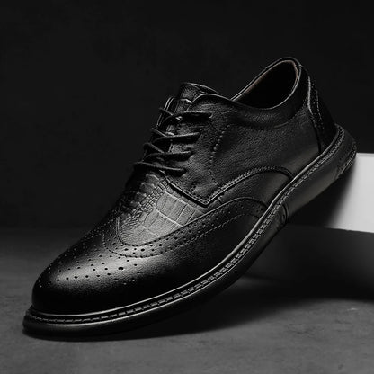 Big Size Mens Formal Genuine Leather Dress Shoes British Stylish Business Dress Men Flats High Quality Brogues Oxford Shoes Men