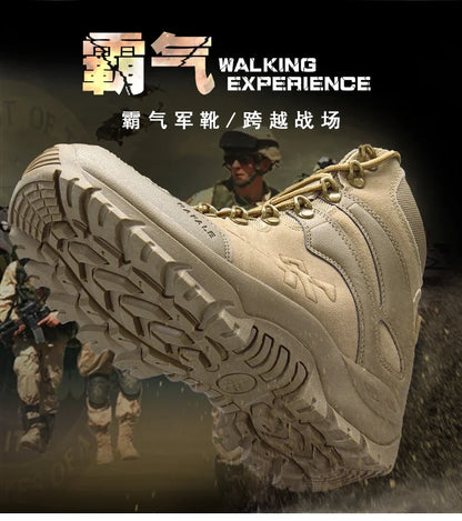 New Men Tactical Boots Army Breathable Desert High Quality Unisex Waterproof Male Hunting Boots Ankle Work Climbing Hiking Shoes