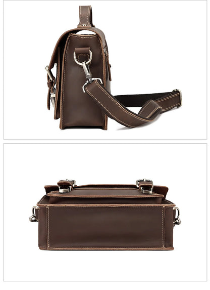 Crazy Horse Leather Men Messenger Bag Business Laptop Briefcase Casual Male Work Tote Bags for Ipad Large Capacity Travel Bag